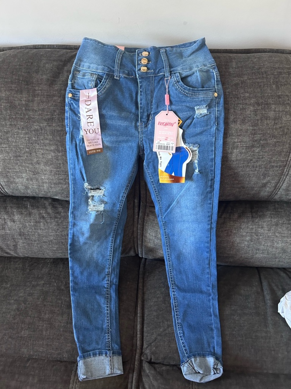 Colombian High-Waist Distressed Blue Women’s Jeans - Butt Lifting Jeans